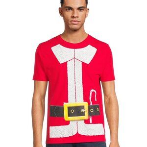 Holiday Time Festive Red Santa T-Shirt with Candy Cane Size Medium